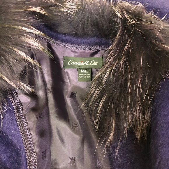 Connie A Lee Purple Angora w/Fur Trim Sweater - Picture 3 of 3